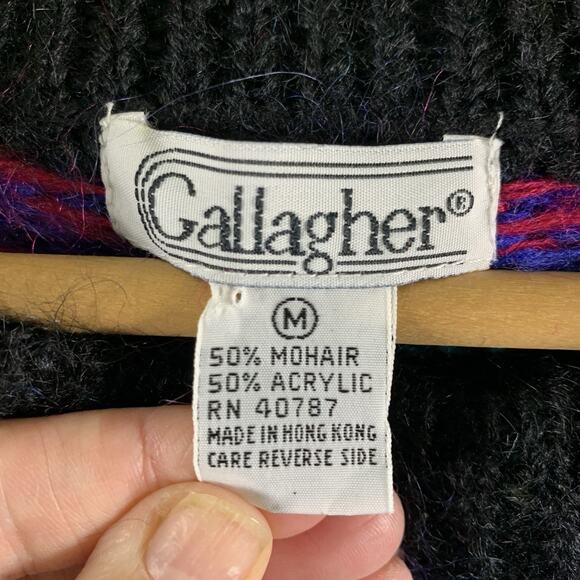 Vintage Womens Colorful Fair Isle Sweater Sz M Bold Ski Lodge Mohair Blend Retro - Picture 7 of 10